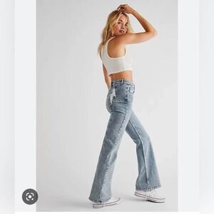 Free People Thunderbird Flare Jeans Silver 32 NEW
